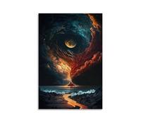 XMHMYHZJ Art Poster Featuring A Surreal Sky with Fire Pouring Out of It Wall Art Mural Modern Decoration Hanging Art Poster 16x24inch(40x60cm)
