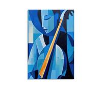 XMHMYHZJ Art Poster Featuring A Woman Dressed in Blue And Holding A Cello Wall Art Mural Modern Decoration Hanging Art Poster 20x30inch(50x75cm)