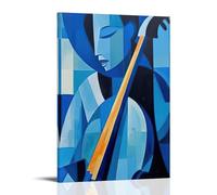 XMHMYHZJ Art Poster Featuring A Woman Dressed in Blue And Holding A Cello Wall Art Mural Modern Decoration Hanging Art Poster 20x30inch(50x75cm)
