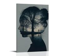 XMHMYHZJ Art Poster Featuring A Woman Looking at The Silhouette of Trees in The Background Wall Art Mural Modern Decoration Hanging Art Poster 08x12inch(20x30cm)