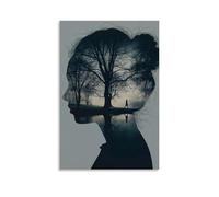 XMHMYHZJ Art Poster Featuring A Woman Looking at The Silhouette of Trees in The Background Wall Art Mural Modern Decoration Hanging Art Poster 20x30inch(50x75cm)