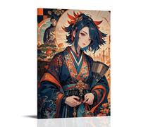 XMHMYHZJ Art Poster of A Girl in Kimono, Japan, Holding A Fan Wall Art Mural Modern Decoration Hanging Art Poster 12x18inch(30x45cm)