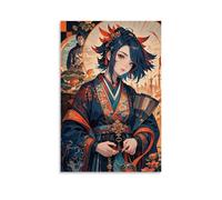 XMHMYHZJ Art Poster of A Girl in Kimono, Japan, Holding A Fan Wall Art Mural Modern Decoration Hanging Art Poster 24x36inch(60x90cm)