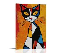 XMHMYHZJ Art Poster Painting of Abstract Cat in Bright Colors on A Sunny Day Wall Art Mural Modern Decoration Hanging Art Poster 12x18inch(30x45cm)