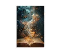 XMHMYHZJ Art Poster with Burning Open Book on Black Background Magic Spell from Book with Wall Art Mural Modern Decoration Hanging Art Poster 12x18inch(30x45cm)