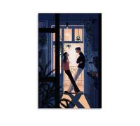 XMHMYHZJ Art Poster with Couple in Doorway at Night Looking Into Other Wall Art Mural Modern Decoration Hanging Art Poster 08x12inch(20x30cm)