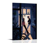 XMHMYHZJ Art Poster with Couple in Doorway at Night Looking Into Other Wall Art Mural Modern Decoration Hanging Art Poster 20x30inch(50x75cm)