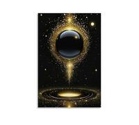 XMHMYHZJ Art Posters of A Sphere with Gold Glitter Against A Black Background Wall Art Mural Modern Decoration Hanging Art Poster 20x30inch(50x75cm)