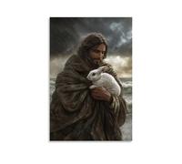XMHMYHZJ As A Storm Looms, Jesus Lifts A Trembling Hare Into His Cloak And Smiles Softly Into The Rising Wind. Wall Art Mural Modern Decoration Hanging Art Poster 16x24inch(40x60cm)