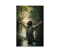 XMHMYHZJ As Jesus Raises His Arms to The Sky, The River Mirrors Him As If The Water Remembers Eden. Wall Art Mural Modern Decoration Hanging Art Poster 16x24inch(40x60cm)
