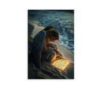 XMHMYHZJ At The Edge of The World, An Angel Writes Scripture Into Sand That Glows Even As The Tide Takes It. Wall Art Mural Modern Decoration Hanging Art Poster 12x18inch(30x45cm)
