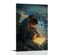 XMHMYHZJ At The Edge of The World, An Angel Writes Scripture Into Sand That Glows Even As The Tide Takes It. Wall Art Mural Modern Decoration Hanging Art Poster 20x30inch(50x75cm)