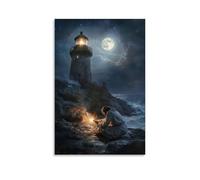 XMHMYHZJ At The Foot of A Lighthouse, Jesus Lights The Flame As The Keeper Sleeps, Lost in Dreams of Mercy. Wall Art Mural Modern Decoration Hanging Art Poster 08x12inch(20x30cm)