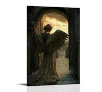 XMHMYHZJ At The Gates of A City, An Angel Welcomes Refugees with Arms Wide Open And Eyes Full of Memory. Wall Art Mural Modern Decoration Hanging Art Poster 08x12inch(20x30cm)