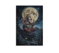 XMHMYHZJ Beneath A Full Moon, Ganesha Plays A Drum That Echoes through Hills And Hearts Alike. Wall Art Mural Modern Decoration Hanging Art Poster 08x12inch(20x30cm)