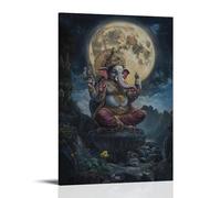 XMHMYHZJ Beneath A Full Moon, Ganesha Plays A Drum That Echoes through Hills And Hearts Alike. Wall Art Mural Modern Decoration Hanging Art Poster 08x12inch(20x30cm)