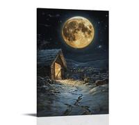 XMHMYHZJ Beneath The Full Moon, Footprints Lead to The Manger And Vanish Beneath Its Warmth. Wall Art Mural Modern Decoration Hanging Art Poster 12x18inch(30x45cm)
