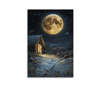XMHMYHZJ Beneath The Full Moon, Footprints Lead to The Manger And Vanish Beneath Its Warmth. Wall Art Mural Modern Decoration Hanging Art Poster 20x30inch(50x75cm)