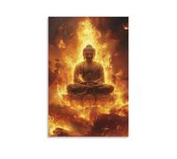 XMHMYHZJ Buddha in A Sea of Fire - Stillness Amid Samsara’s Flames Wall Art Mural Modern Decoration Hanging Art Poster 24x36inch(60x90cm)