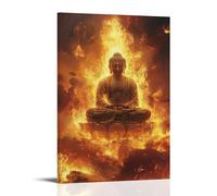 XMHMYHZJ Buddha in A Sea of Fire - Stillness Amid Samsara’s Flames Wall Art Mural Modern Decoration Hanging Art Poster 12x18inch(30x45cm)