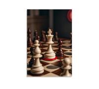 XMHMYHZJ Chess Poster Featuring Many Pieces of Wood on A Small Chess Board Wall Art Mural Modern Decoration Hanging Art Poster 16x24inch(40x60cm)