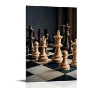 XMHMYHZJ Chess Poster Featuring Wooden Kings And Queens on A Checkered Table Wall Art Mural Modern Decoration Hanging Art Poster 12x18inch(30x45cm)