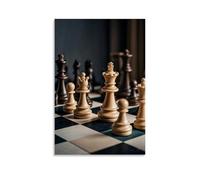 XMHMYHZJ Chess Poster Featuring Wooden Kings And Queens on A Checkered Table Wall Art Mural Modern Decoration Hanging Art Poster 08x12inch(20x30cm)