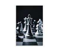 XMHMYHZJ Chess Poster of Two Pawns with Faces in Center And One Kings on The Side Wall Art Mural Modern Decoration Hanging Art Poster 20x30inch(50x75cm)