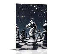 XMHMYHZJ Chess Poster with A Horse ' S Head in The Center Laying Among A Group of Black And White Chess Pieces Wall Art Mural Modern Decoration Hanging Art Poster 16x24inch(40x60cm)