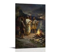 XMHMYHZJ Christ Appearing on The Shore to Fishermen after Resurrection, Fire Crackling And Recognition Dawning in Joyful Gasps. Wall Art Mural Modern Decoration Hanging Art Poster 08x12inch(20x30cm)