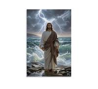 XMHMYHZJ Christ in The Storm on The Sea of Galilee, Turbulent Waves, Dramatic Lighting, Baroque Movement Wall Art Mural Modern Decoration Hanging Art Poster 12x18inch(30x45cm)