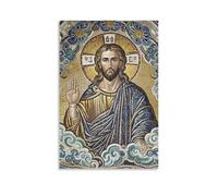XMHMYHZJ Christ The Pantocrator, Byzantine Mosaic, Stern Blessing, Gold And Blue Tones Wall Art Mural Modern Decoration Hanging Art Poster 08x12inch(20x30cm)