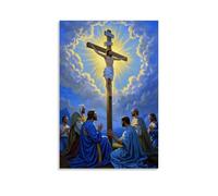 XMHMYHZJ Christian Poster Featuring Jesus Crucified on A Cross Surrounded by Fellows Wall Art Mural Modern Decoration Hanging Art Poster 08x12inch(20x30cm)