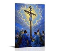 XMHMYHZJ Christian Poster Featuring Jesus Crucified on A Cross Surrounded by Fellows Wall Art Mural Modern Decoration Hanging Art Poster 08x12inch(20x30cm)