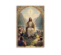 XMHMYHZJ Christian Poster Featuring Jesus Kneeling And Praying on A River Bank Wall Art Mural Modern Decoration Hanging Art Poster 20x30inch(50x75cm)