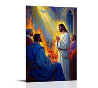 XMHMYHZJ Christian Poster Featuring Jesus Praying with Flames of Life Coming from Him Wall Art Mural Modern Decoration Hanging Art Poster 20x30inch(50x75cm)