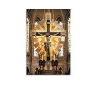 XMHMYHZJ Christian Poster Featuring Jesus with Crucified Torso And A Yellow Cross Wall Art Mural Modern Decoration Hanging Art Poster 08x12inch(20x30cm)