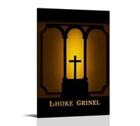 XMHMYHZJ Christian Poster Featuring Silhouette Graphic of A Cross And Entrance to An Historic Church Wall Art Mural Modern Decoration Hanging Art Poster 20x30inch(50x75cm)