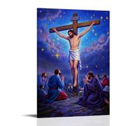 XMHMYHZJ Christian Poster of Jesus Crucified on The Cross As Another Person Knee Wall Art Mural Modern Decoration Hanging Art Poster 20x30inch(50x75cm)