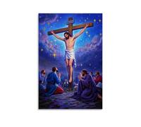 XMHMYHZJ Christian Poster of Jesus Crucified on The Cross As Another Person Knee Wall Art Mural Modern Decoration Hanging Art Poster 12x18inch(30x45cm)