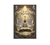 XMHMYHZJ Christian Poster of Jesus in Glory over Holy Cross Surrounded by Doves Wall Art Mural Modern Decoration Hanging Art Poster 12x18inch(30x45cm)