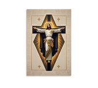 XMHMYHZJ Christian Poster of Jesus on Cross with Divine And Great Names Background Wall Art Mural Modern Decoration Hanging Art Poster 08x12inch(20x30cm)