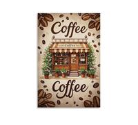 XMHMYHZJ Coffee Poster with Coffee Beans And Flower Pots near The Store Wall Art Mural Modern Decoration Hanging Art Poster 20x30inch(50x75cm)