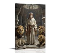 XMHMYHZJ Daniel in The Lions' Den, Serene Prophet Among Beasts, Chiaroscuro Lighting, Baroque Intensity Wall Art Mural Modern Decoration Hanging Art Poster 08x12inch(20x30cm)