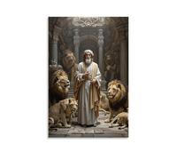 XMHMYHZJ Daniel in The Lions' Den, Serene Prophet Among Beasts, Chiaroscuro Lighting, Baroque Intensity Wall Art Mural Modern Decoration Hanging Art Poster 20x30inch(50x75cm)