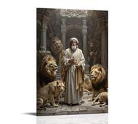XMHMYHZJ Daniel in The Lions' Den, Serene Prophet Among Beasts, Chiaroscuro Lighting, Baroque Intensity Wall Art Mural Modern Decoration Hanging Art Poster 16x24inch(40x60cm)