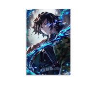 XMHMYHZJ Demon Slayer Giyu's Water Lightning Fusion Wall Art Mural Modern Decoration Hanging Art Poster 08x12inch(20x30cm)