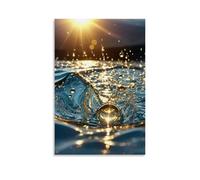 XMHMYHZJ Drip Poster A Sun Rises on The Surface of Water Wall Art Mural Modern Decoration Hanging Art Poster 24x36inch(60x90cm)
