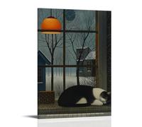 XMHMYHZJ Drip Poster That Is A Cat Seated on The Steps in Front of A Wall Art Mural Modern Decoration Hanging Art Poster 12x18inch(30x45cm)