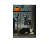 XMHMYHZJ Drip Poster That Is A Cat Seated on The Steps in Front of A Wall Art Mural Modern Decoration Hanging Art Poster 24x36inch(60x90cm)